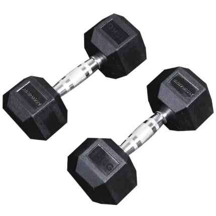 GravoMax 15kg Rubber Hex Dumbbell | Gym Equipment NZ