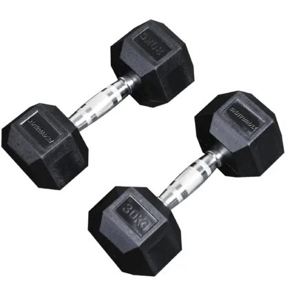GravoMax 30kg Rubber Hex Dumbbell