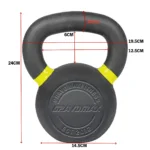 Dimensions of 16KG Cast Iron Kettlebell By GravoMax Fitness