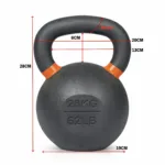 Dimensions of 28KG Cast Iron Kettlebell