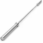 GravoMax silver Olympic barbell with chrome sleeves and precision grip for strength training