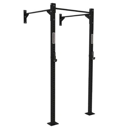 Side view of one bay wall mounted rig showing wall brackets and upright depth