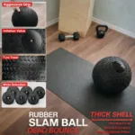Black slam ball in training area, ready for conditioning sessions