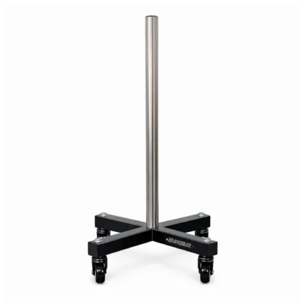 GravoMax commercial vertical bumper plate stacker with 90cm stainless steel sleeve and wheels