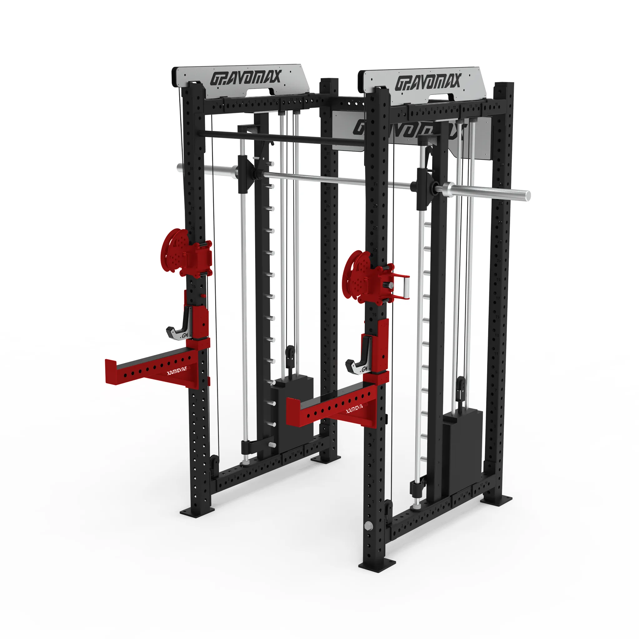 All-in-one Multifunction Smith Machine With Crossover Cable Red
