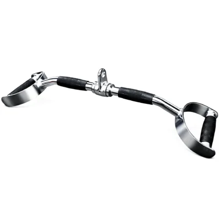 GravoMax solid steel 73cm d-handle lat pulldown bar cable attachment with neutral rubber grips