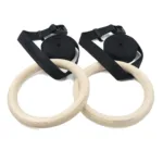 GravoMax premium wooden gymnastic rings with adjustable heavy duty straps for calisthenics
