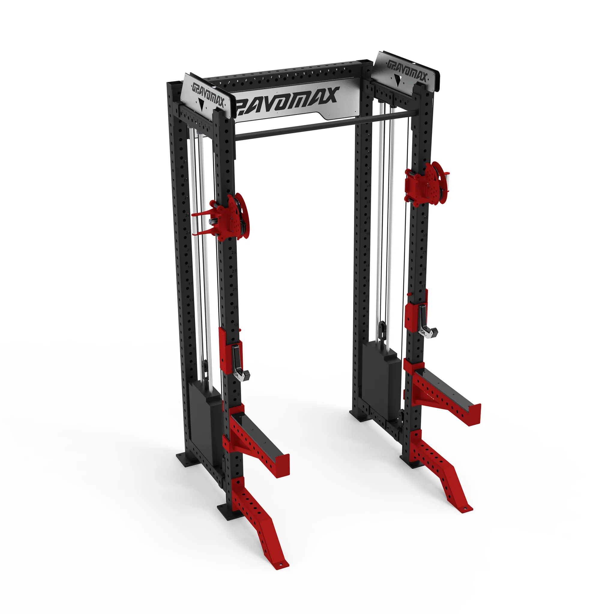 Squat Rack Dual Cable Functional Trainer Red