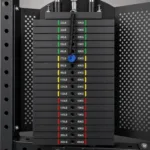 100kg heavy-duty pin-loaded weight stack on dual cable row station