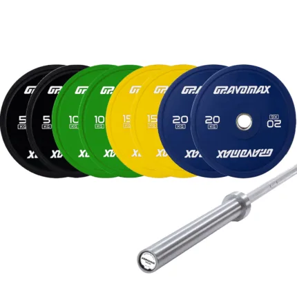 100KG Colorful Bumper Plates with Monkey King Barbell Set by GravoMax