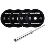 GravoMax 100kg Olympic barbell set with 80kg black bumper plates and 20kg Nova bar for New Zealand home gyms