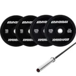 80KG Black Bumper Plates with Nova 20KG Weightlifting Barbell Set by GravoMax