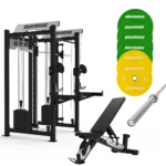 Smith Machine Package Adjustable Bench, Barbell and Plates