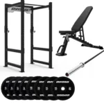 Power cage with fid bench weightlifting barbell set