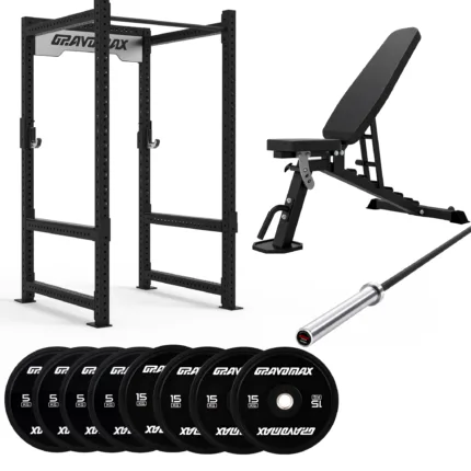 Power cage with fid bench weightlifting barbell set