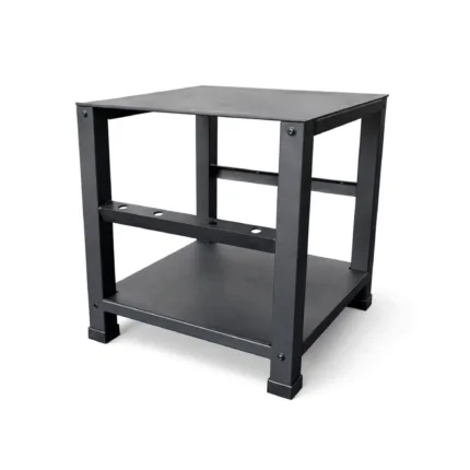 GravoMax heavy duty adjustable dumbbell stand with two tier steel shelves and accessory slots
