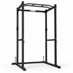 Home gym squat rack with pull-up bar, black 4-post power rack