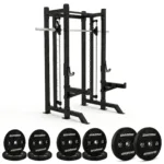 GravoMax commercial smith machine package including GM300 red rack and 100kg bumper plates New Zealand