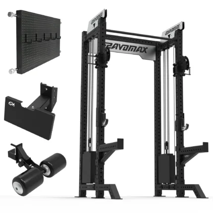 Functional trainer cable machine featuring various add-on attachment
