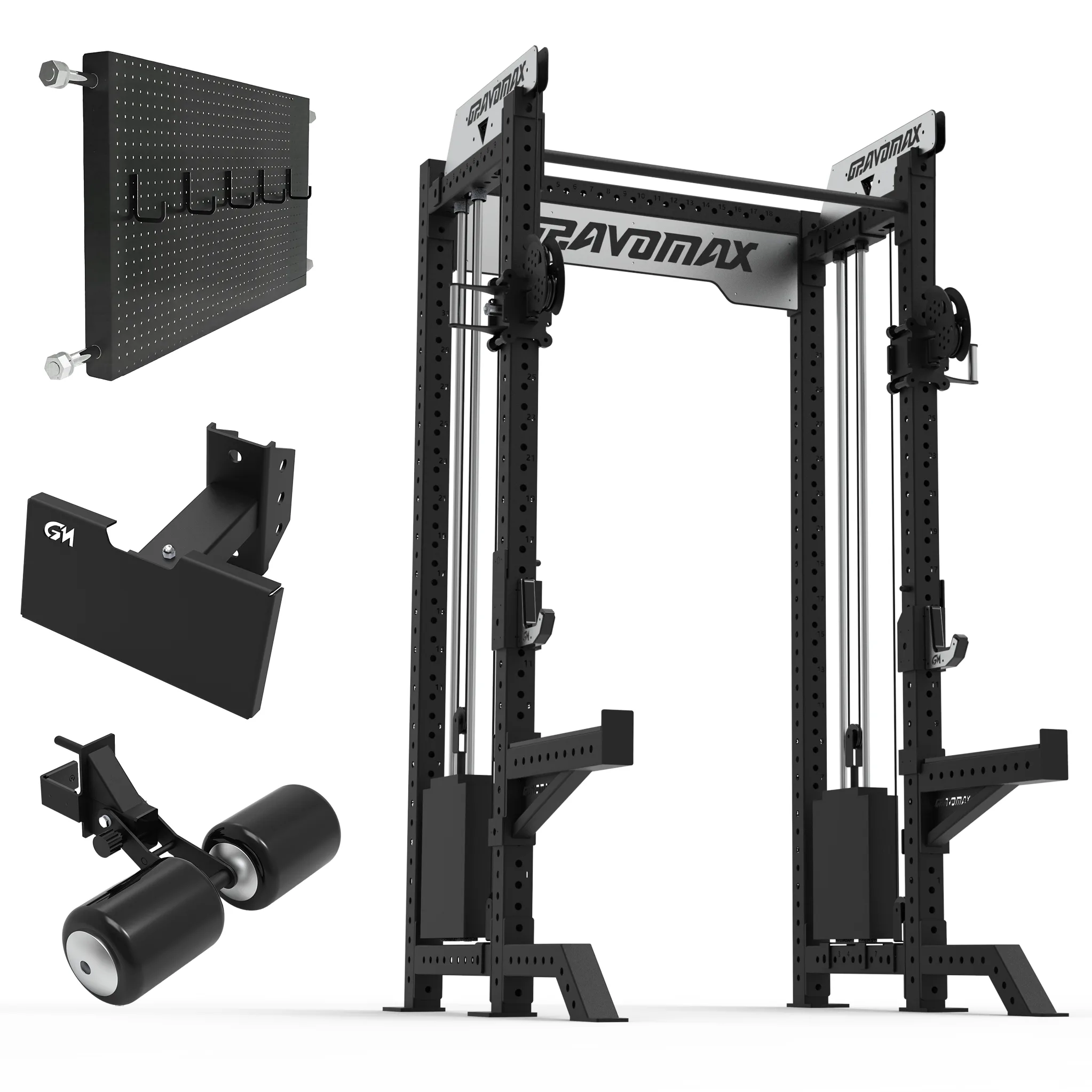Cable Attachment with Add-ons Functional trainer cable machine featuring various add-on attachment