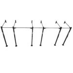 Overhead angle showing three bay rig crossbar and wall brackets