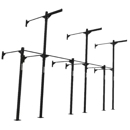 GravoMax 3 bay wall mounted mast rig featuring 4.5m tall uprights for mid-size CrossFit boxes New Zealand