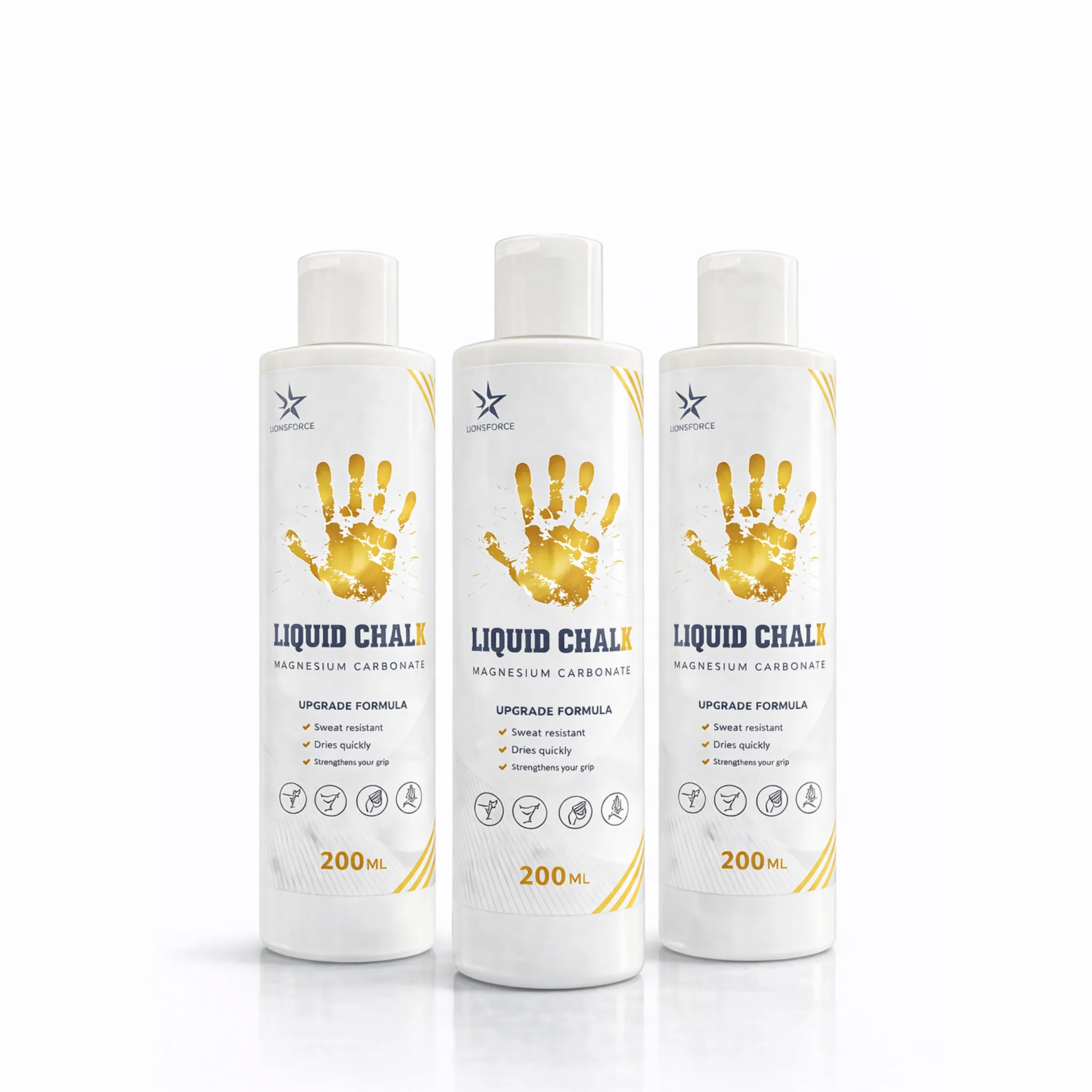 Three Pack of 200ml liquid chalk GravoMax Liquid Chalk 200ml (3-Pack) | Bulk Gym Chalk