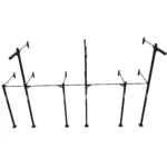 Top down view of wall mounted three bay rig bracket and upright spacing