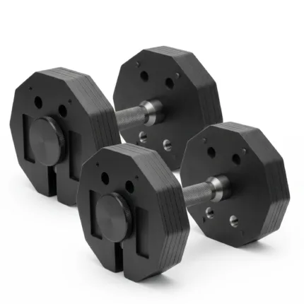 GravoMax 24kg adjustable steel dumbbell set with high density carbon steel plates and knurled handle