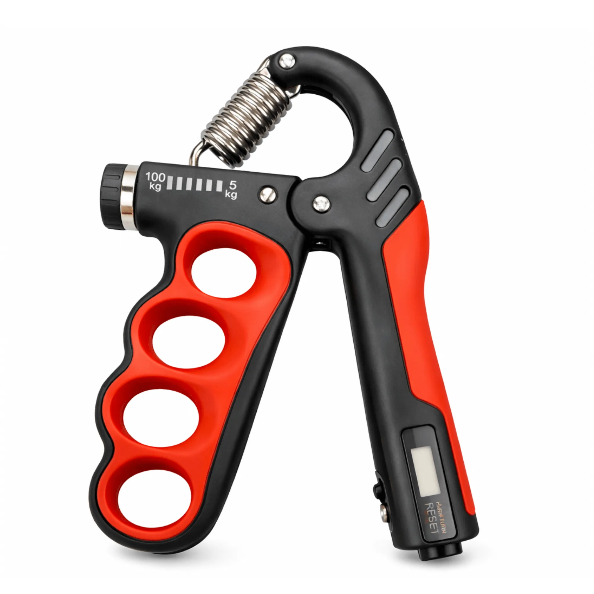 Adjustable Hand Grips GravoMax heavy duty black and red adjustable hand grip strengthener 5 to 100kg with digital counter and ergonomic finger grooves