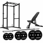 Power Cage Package FID with weightlifting Barbell Set