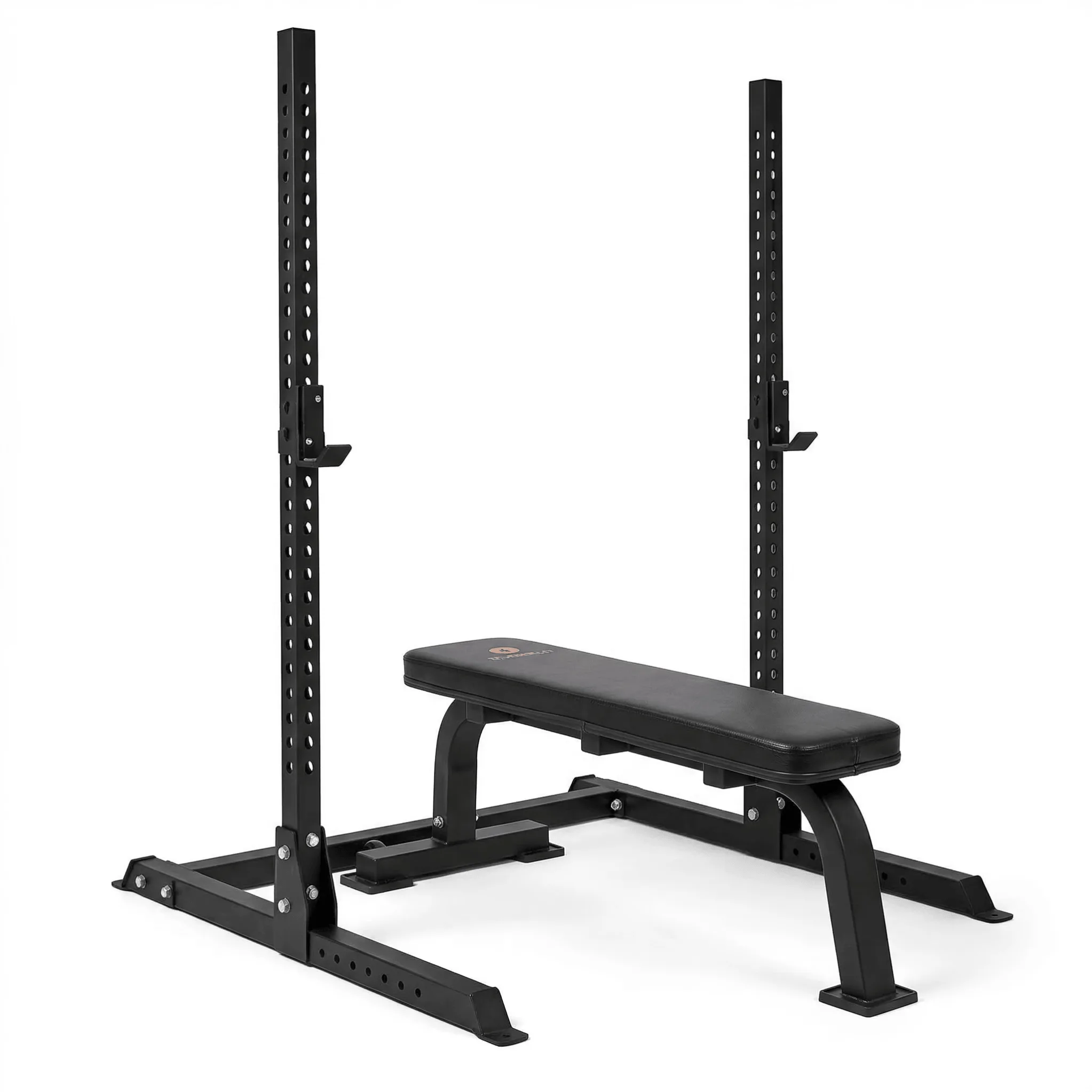 GravoMax high-quality TS350 squat rack and heavy-duty flat bench bundle for New Zealand home gym strength training