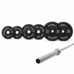 GravoMax 90kg cast iron barbell set including 20kg Nova bar and 70kg iron plates