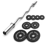 GravoMax olympic curl bar set with 20kg metal weights