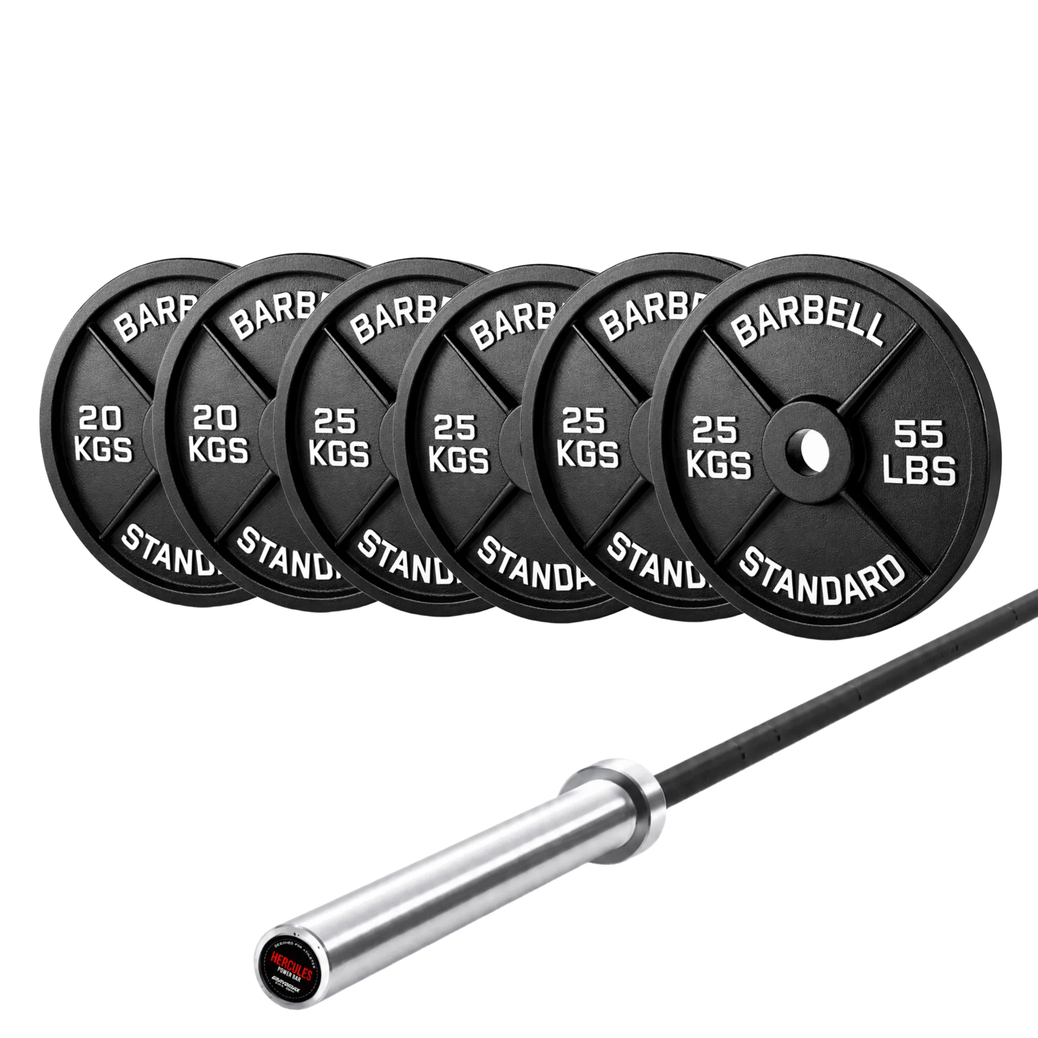 160kg barbell set GravoMax 160kg powerlifting barbell package with Hercules 20kg bar and solid cast iron plates