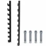 GravoMax horizontal wall-mounted barbell rack safely holding 9 Olympic barbells