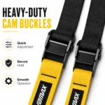 Close up of metal cam buckle hardware on pro suspension training kit