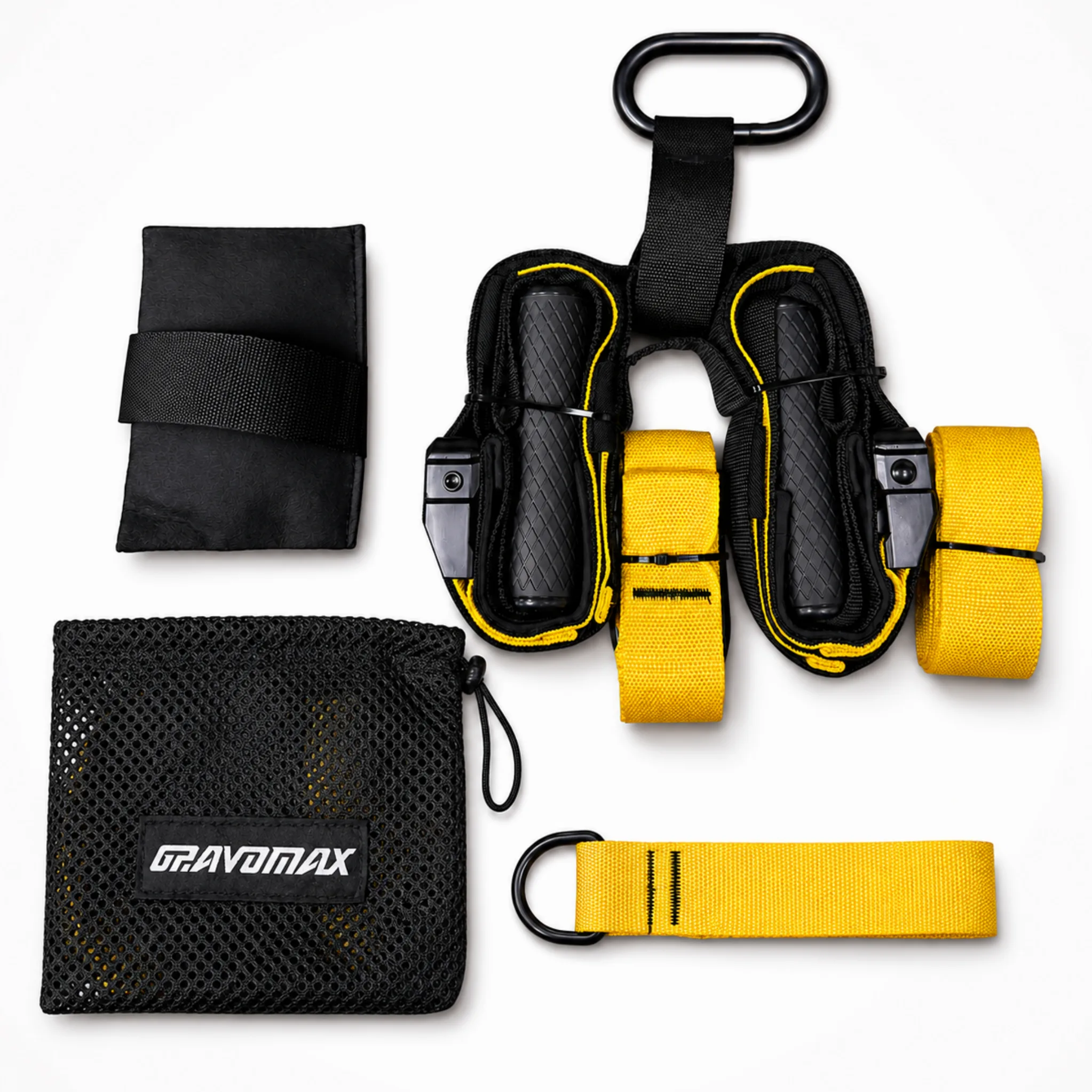 GravoMax pro suspension training kit with heavy duty nylon straps and rubber handles