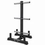 GravoMax stationary Olympic weight plate and barbell storage tree with 6 pegs
