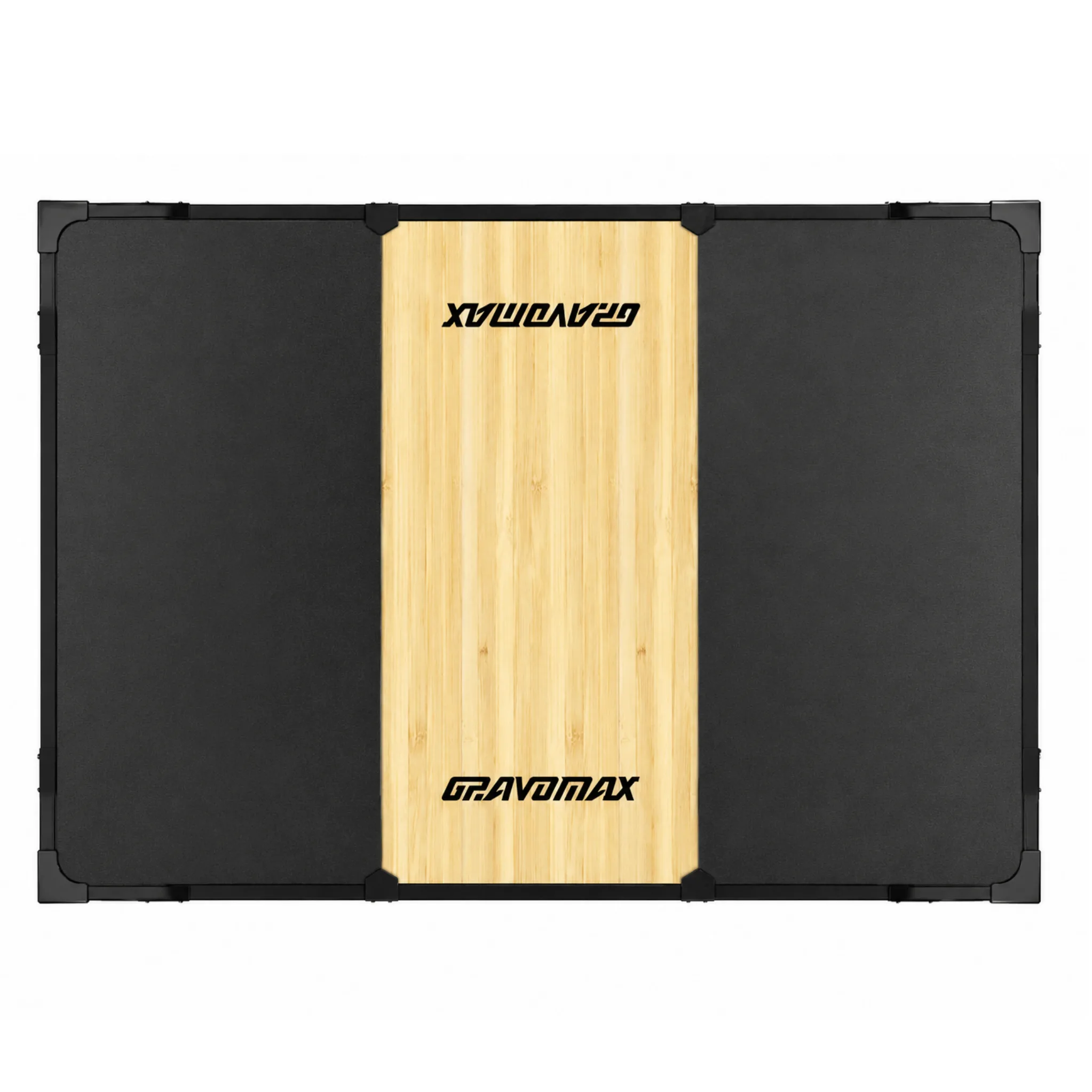 GravoMax standalone deadlift and weightlifting platform with solid wood center and rubber drop zones