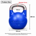 12kg Competition Kettlebell Product Size