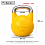 Standardized Dimensions of 16kg Competition Kettlebell