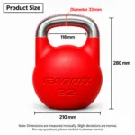 32kg Competition Kettlebell Product Size