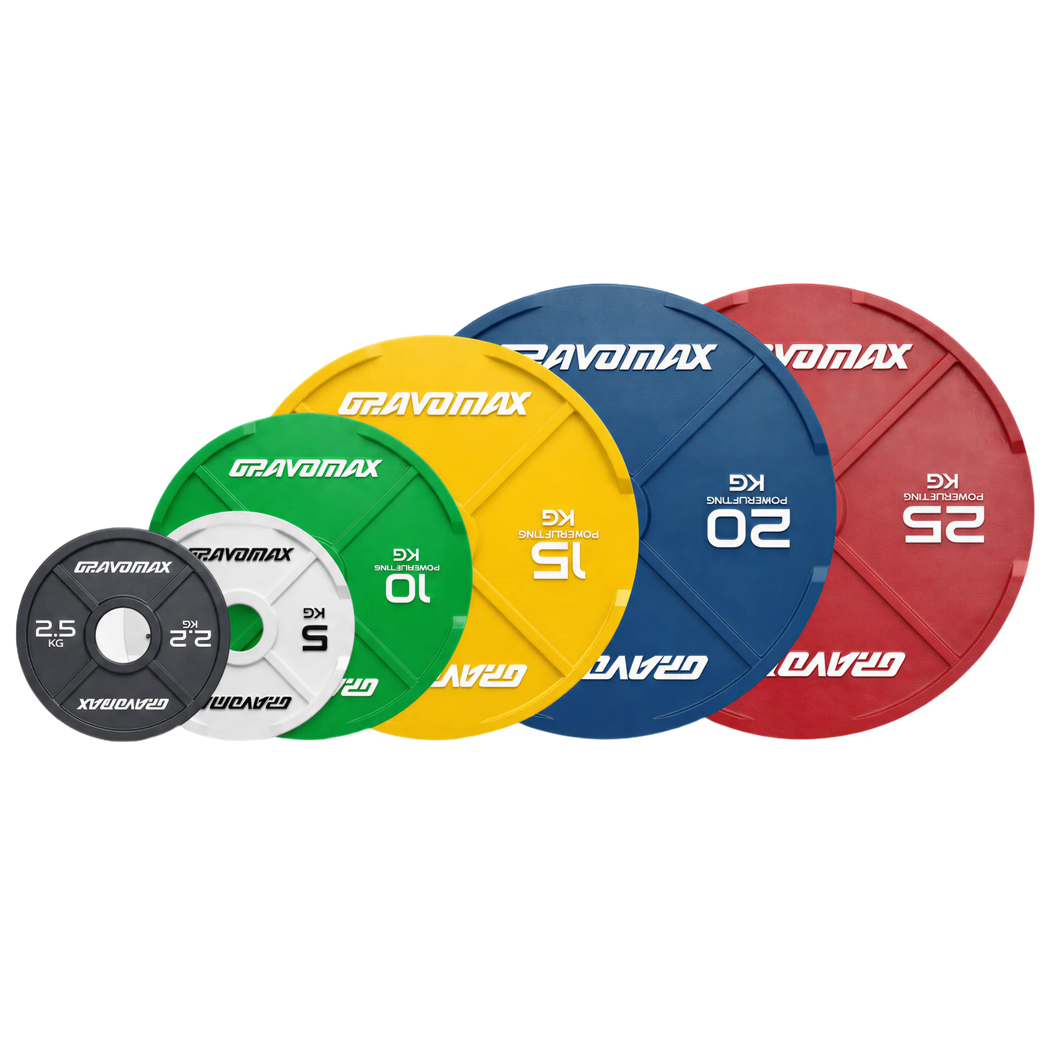 GravoMax Calibrated Steel Powerlifting Plates Color Coded Set